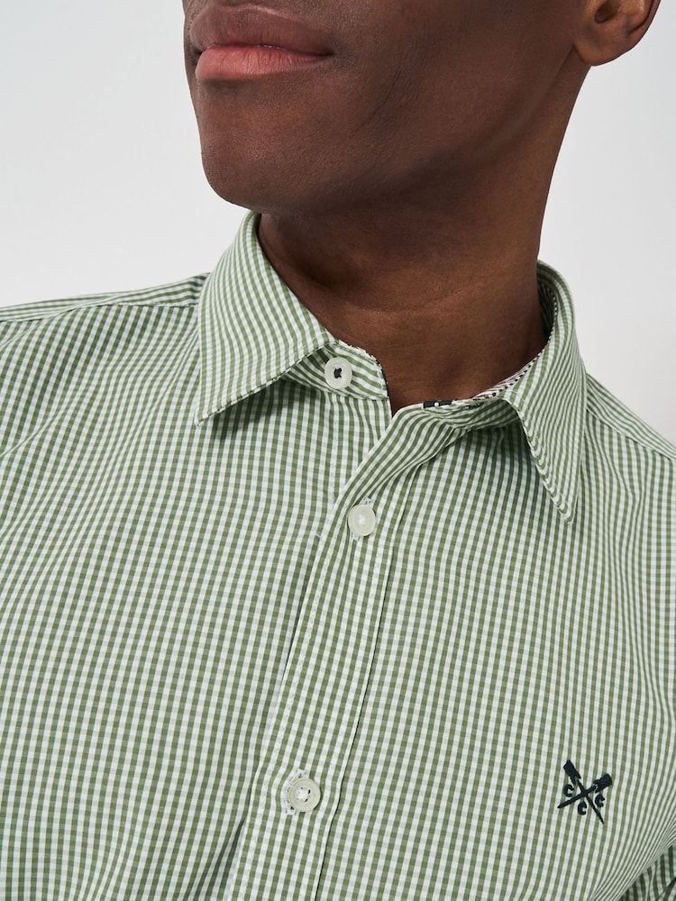 Crew Clothing Company зелений Classic Micro картата бавовняна тканина сорочки - Image 4 of 5