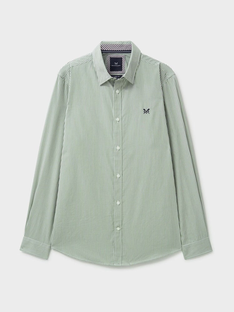 Crew Clothing Company Green Classic Micro Gingham Shirt - Image 5 of 5
