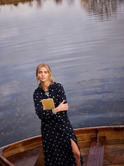 Crew Clothing Company Blue Olivia Printed Shirt Dress - Image 1 of 7