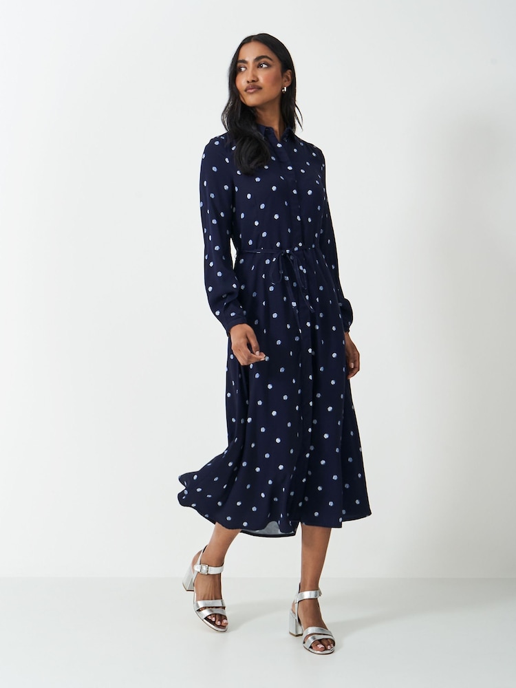 Crew Clothing Company Blue Olivia Printed Shirt Dress - Image 1 of 7