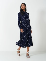 Crew Clothing Company Blue Olivia Printed Shirt Dress - Image 3 of 7