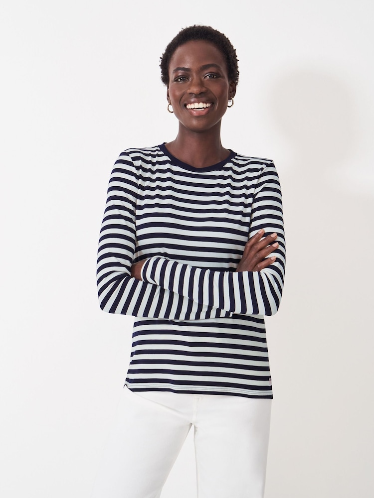 Crew Clothing Blue Modal Blend Super Soft Crew Neck Top - Image 1 of 5