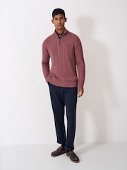 Crew Clothing Company Pink Oarsman Half Zip Knit Sweatshirt - Image 3 of 5