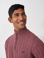 Crew Clothing Company Pink Oarsman Half Zip Knit Sweatshirt - Image 4 of 5