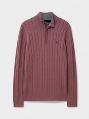 Crew Clothing Company Pink Oarsman Half Zip Knit Sweatshirt - Image 5 of 5