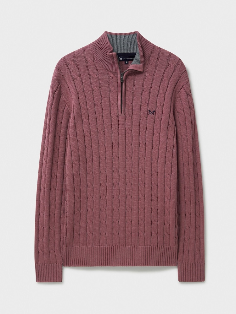 Crew Clothing Company Pink Oarsman Half Zip Knit Sweatshirt - Image 5 of 5
