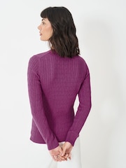 Crew Clothing Red Heritage Cable V-Neck Jumper - Image 2 of 5