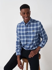 Crew Clothing Blue 100% Cotton Hurst Check Flannel Shirt - Image 1 of 5