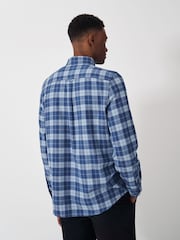 Crew Clothing Blue 100% Cotton Hurst Check Flannel Shirt - Image 2 of 5