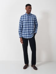 Crew Clothing Blue 100% Cotton Hurst Check Flannel Shirt - Image 3 of 5