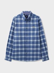 Crew Clothing Blue 100% Cotton Hurst Check Flannel Shirt - Image 5 of 5