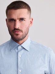 Blue Grid Check Slim Fit Signature Premium Textured Shirt - Image 4 of 7