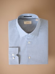 Blue Grid Check Slim Fit Signature Premium Textured Shirt - Image 5 of 7