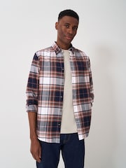 Crew Clothing Blue 100% Cotton Spencer Check Flannel Shirt - Image 1 of 5