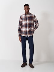 Crew Clothing Blue 100% Cotton Spencer Check Flannel Shirt - Image 3 of 5