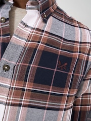 Crew Clothing Blue 100% Cotton Spencer Check Flannel Shirt - Image 4 of 5