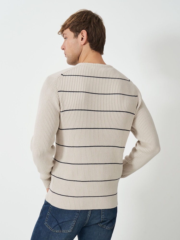 Crew Clothing Natural Submariner Stripe Crew Jumper - Image 2 of 5
