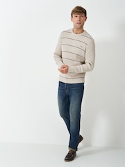 Crew Clothing Natural Submariner Stripe Crew Jumper - Image 3 of 5