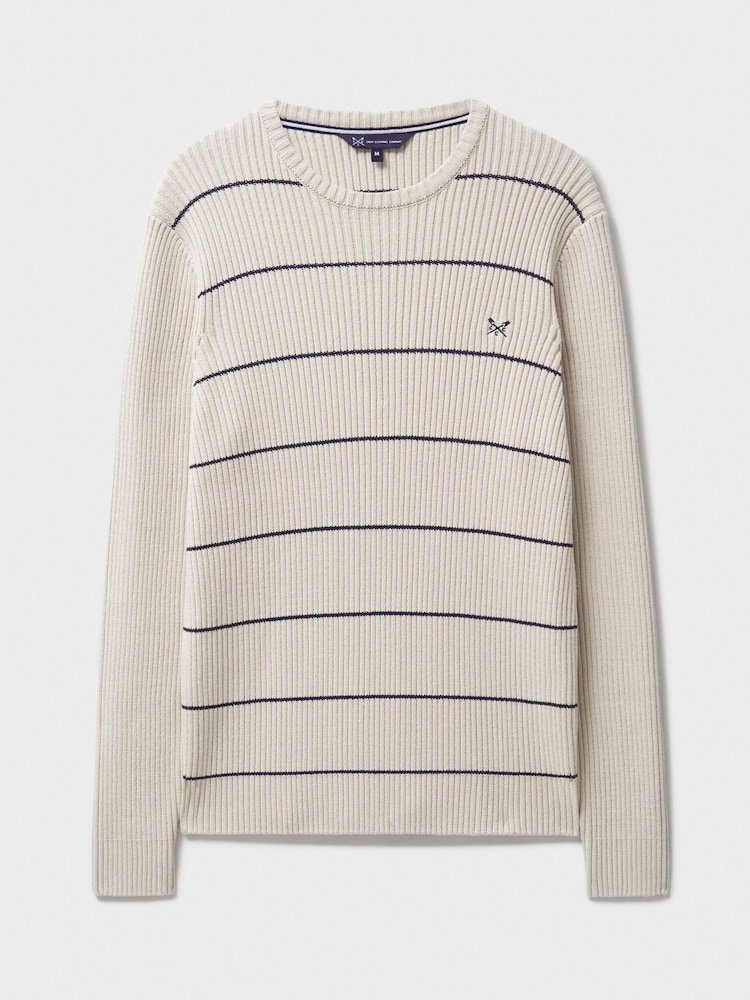 Crew Clothing Natural Submariner Stripe Crew Jumper - Image 5 of 5