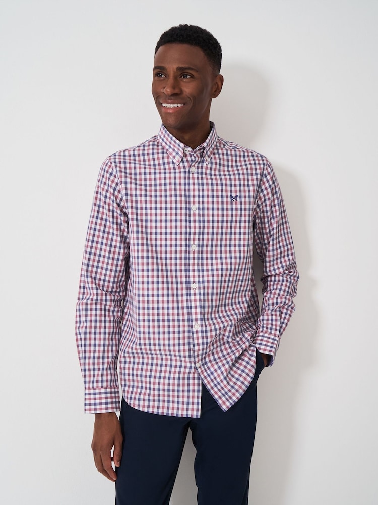 Crew Clothing Pink 100% Cotton Tattersall Check Twill Shirt - Image 1 of 5
