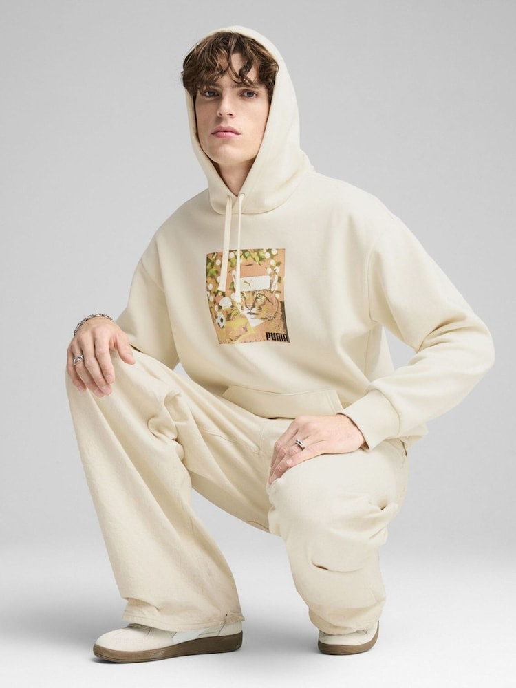 Puma Cream Mens Christmas Sweater Hooded Top Hoodie - Image 1 of 3