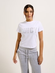Juicy Couture White Impact Juicy Logo Short Sleeve Top - Image 1 of 4