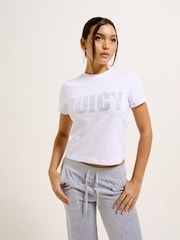 Juicy Couture White Impact Juicy Logo Short Sleeve Top - Image 3 of 4