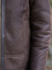 Lakeland Leather Brown Clough Shearling Aviator Jacket - Image 7 of 7