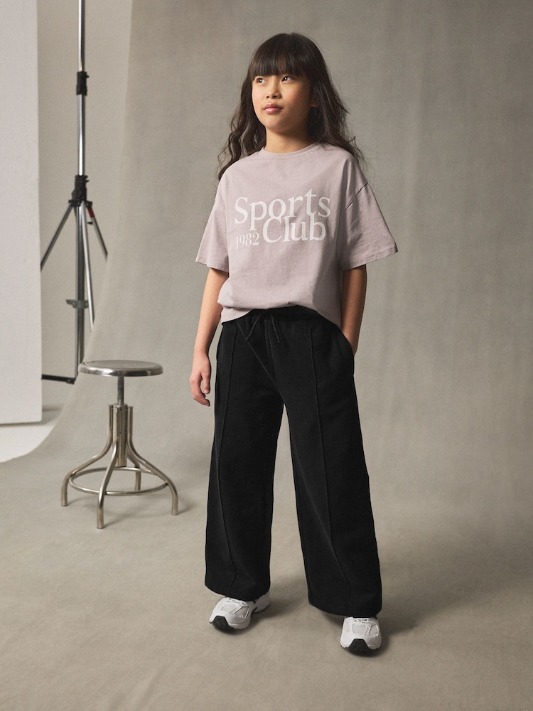 Black Wide Leg Joggers (3-16yrs) - Image 2 of 8