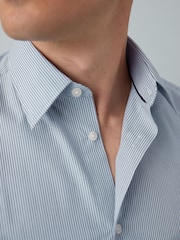 Blue Stripe/Pink Stripe Tie Slim Fit Shirt and Tie Pack - Image 6 of 9