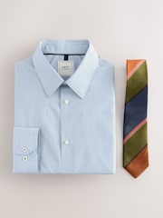 Blue Stripe/Pink Stripe Tie Slim Fit Shirt and Tie Pack - Image 7 of 9