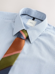 Blue Stripe/Pink Stripe Tie Slim Fit Shirt and Tie Pack - Image 8 of 9