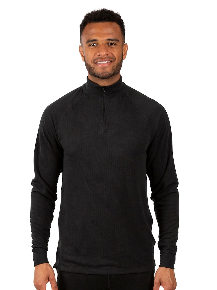 Trespass Wise360 Quarter Zip Base Layer Black Top - Image 1 of 6 Trespass Wise360 Quarter Zip Base Layer Black Top - Image 1 of 6