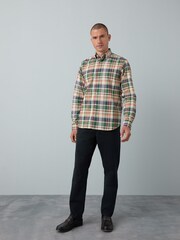Neutral Brown/ Green Regular Fit Easy Iron Button Down Oxford Shirt - Image 2 of 7
