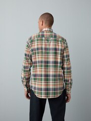 Neutral Brown/ Green Regular Fit Easy Iron Button Down Oxford Shirt - Image 4 of 7
