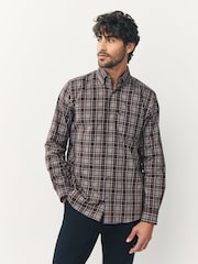 Purple/Brown Gingham Regular Fit Easy Iron Button Down Oxford Shirt - Image 1 of 8