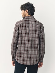 Purple/Brown Gingham Regular Fit Easy Iron Button Down Oxford Shirt - Image 2 of 8