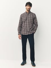 Purple/Brown Gingham Regular Fit Easy Iron Button Down Oxford Shirt - Image 3 of 8