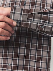 Purple/Brown Gingham Regular Fit Easy Iron Button Down Oxford Shirt - Image 5 of 8
