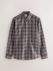 Purple/Brown Gingham Regular Fit Easy Iron Button Down Oxford Shirt - Image 6 of 8