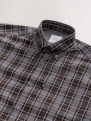 Purple/Brown Gingham Regular Fit Easy Iron Button Down Oxford Shirt - Image 7 of 8