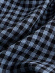 Navy Gingham Regular Fit Check Soft Touch 100% Cotton Smart Long Sleeve Shirt - Image 4 of 4