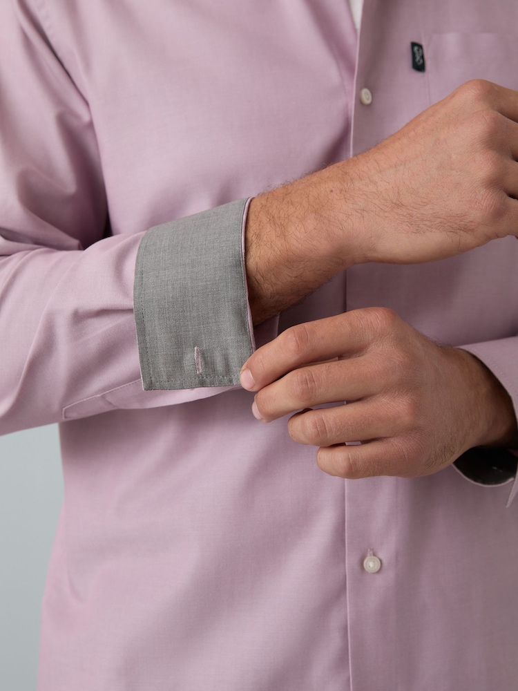 Dusky Pink Regular Fit Button Down Easy Iron Oxford Shirt - Image 5 of 8