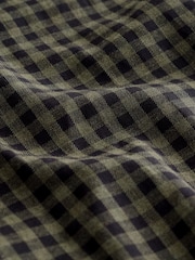 Olive Green Gingham Regular Fit Check Soft Touch 100% Cotton Smart Long Sleeve Shirt - Image 2 of 3
