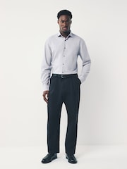 Light Grey Regular Fit Check Soft Touch 100% Cotton Smart Long Sleeve Shirt - Image 2 of 8