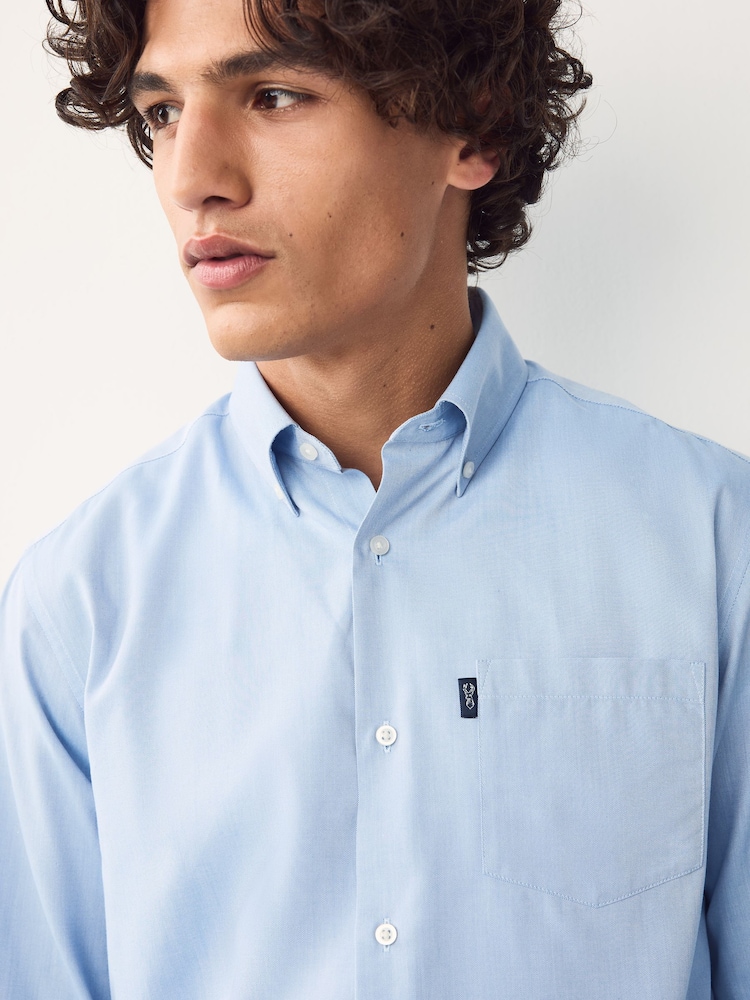 Light Blue Regular Fit Button Down Easy Iron Oxford Shirt - Image 2 of 7 Light Blue Regular Fit Button Down Easy Iron Oxford Shirt - Image 2 of 7