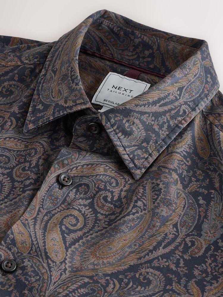 Purple Paisley Regular Fit Long Sleeve Print Shirt - Image 2 of 3