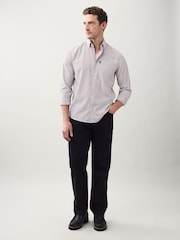 Chocolate Brown Stripe Regular Fit Easy Iron Button Down Oxford Shirt - Image 2 of 8