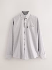 Chocolate Brown Stripe Regular Fit Easy Iron Button Down Oxford Shirt - Image 6 of 8