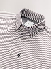 Chocolate Brown Stripe Regular Fit Easy Iron Button Down Oxford Shirt - Image 7 of 8
